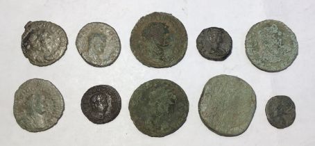 Collection of Ten Roman Bronze/Copper alloy Coins. Including Domitian, Carausius, Allectus,