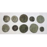 Collection of Ten Roman Bronze/Copper alloy Coins. Including Domitian, Carausius, Allectus,