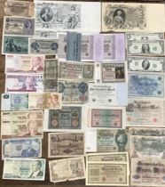 Large Collection of World Banknotes in albums, includes large Russian 500 & 100 Roubles, German