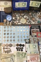 Collection of British, World Coins and Banknotes, including George III 1820 Crown, Victorian 1844 (