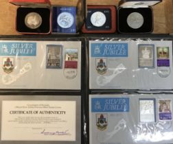 Collection of Silver Proof Coins and Bermuda Sterling Silver Ingot Stamp Fist Day Covers (28g each),