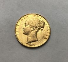 Victorian 1847 Young Head Shield Back Sovereign.