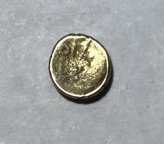 India Gold Fanam Coin 17th-18th Century. Approximately 6mm diameter, 0.36g.