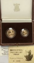 Royal Mint 1987 Britannia Gold Proof £10 & £25 Coin Set in Original Case with Certificate of