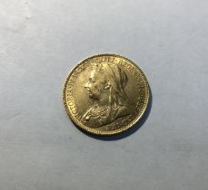 Victorian 1901S Veiled Old Bust Sovereign.
