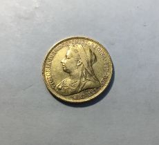 Victorian 1895m Veiled Old Bust Sovereign.