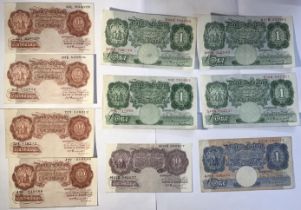 Collection of Bank of England 10s & £1 Banknotes, All K.O. Peppiatt of 5 x 10 Shilling Banknotes (