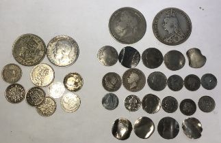 Collection of Pre 20 and Pre 47 Silver British Coins, including George IV 1822 Crown & Victoria 1889