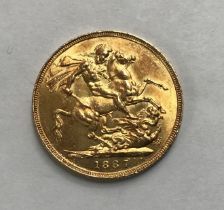 Victorian 1887 Jubilee Bust Sovereign.