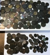 Collection of Older British and World Copper Coins, including Georgian Pennies, Halfpenny and