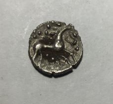 Celtic Britain, Iceni Ecen Silver Unit, early to mid 1st Century, obv- two opposed crescents, rev-