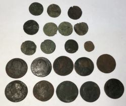Collection of Hammered Copper Farthings and early milled farthings of James I, Charles I, Charles