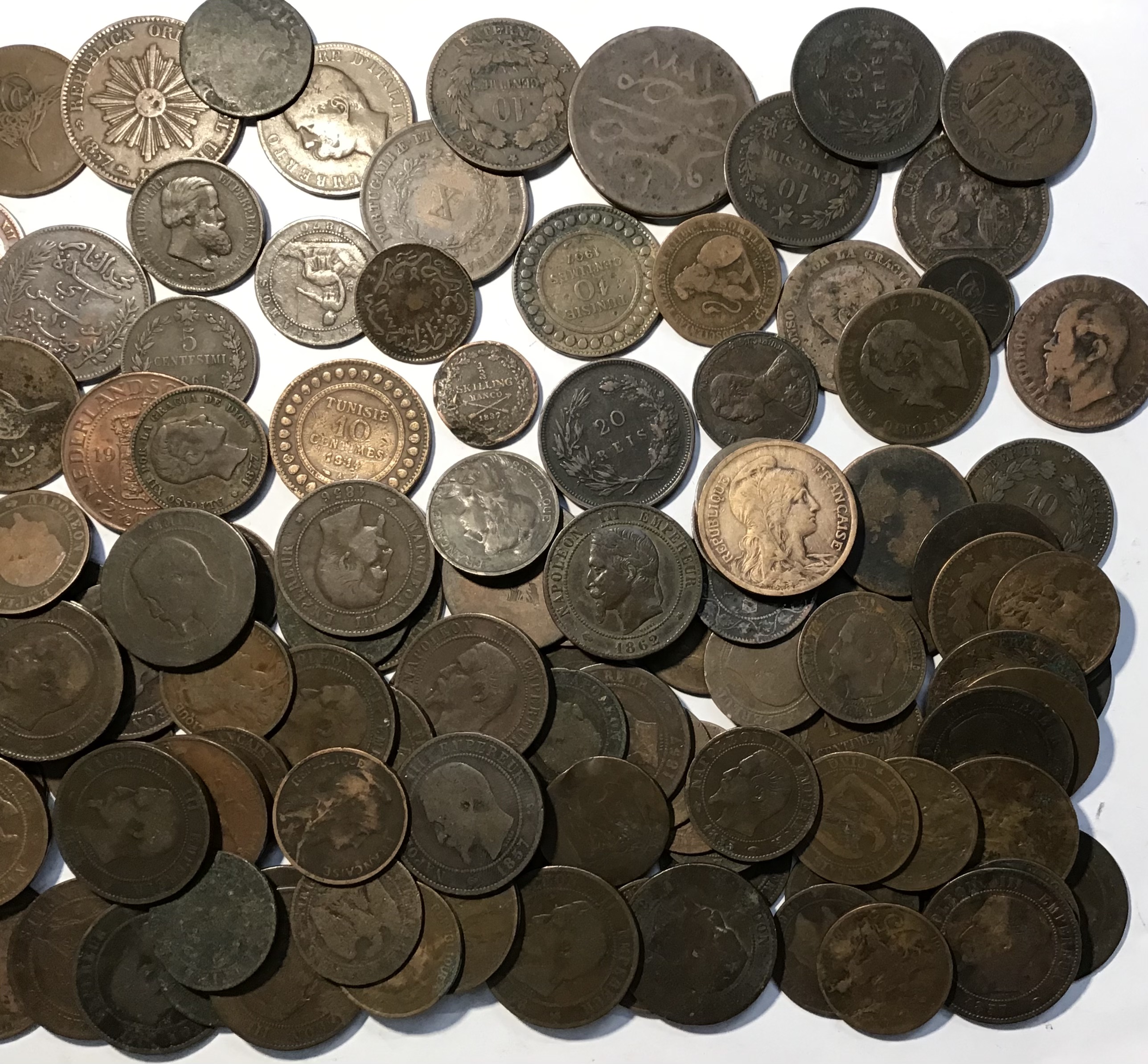 Collection of Older World Copper Coins with a large amount of French Copper/bronze coins. - Image 3 of 3