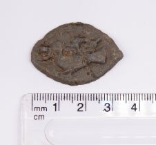 Medieval 13/14th century copper alloy vesica seal. The seal is decorated on both sides with a bird