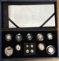 Royal Mint 2006 Silver Proof Queens 80th Birthday Full Set of £5 to 1p with Maundy money set, in