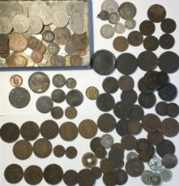 Collection of British and World Coins, includes 18th century British copper coins, Victorian