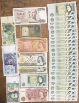Collection of British & World Banknotes, including Sequential prefix run of 24 D. Somerset £1,