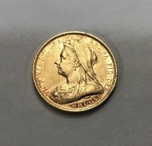 Victorian 1893m Veiled Bust Sovereign.