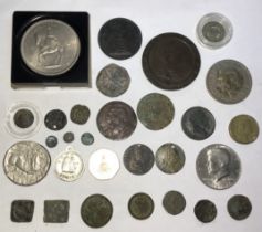 Small Collection of British and World Coins, includes 1797 Cartwheel Twopence in good condition,