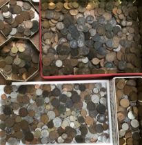 Large Collection of British and World Coins in Three Tin’s, includes older British copper coins