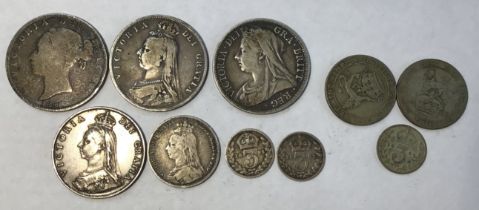 Collection of Victorian Silver Coins, including 1881, 1890 & 1897 Halfcrowns, 1887 Florin, 1890