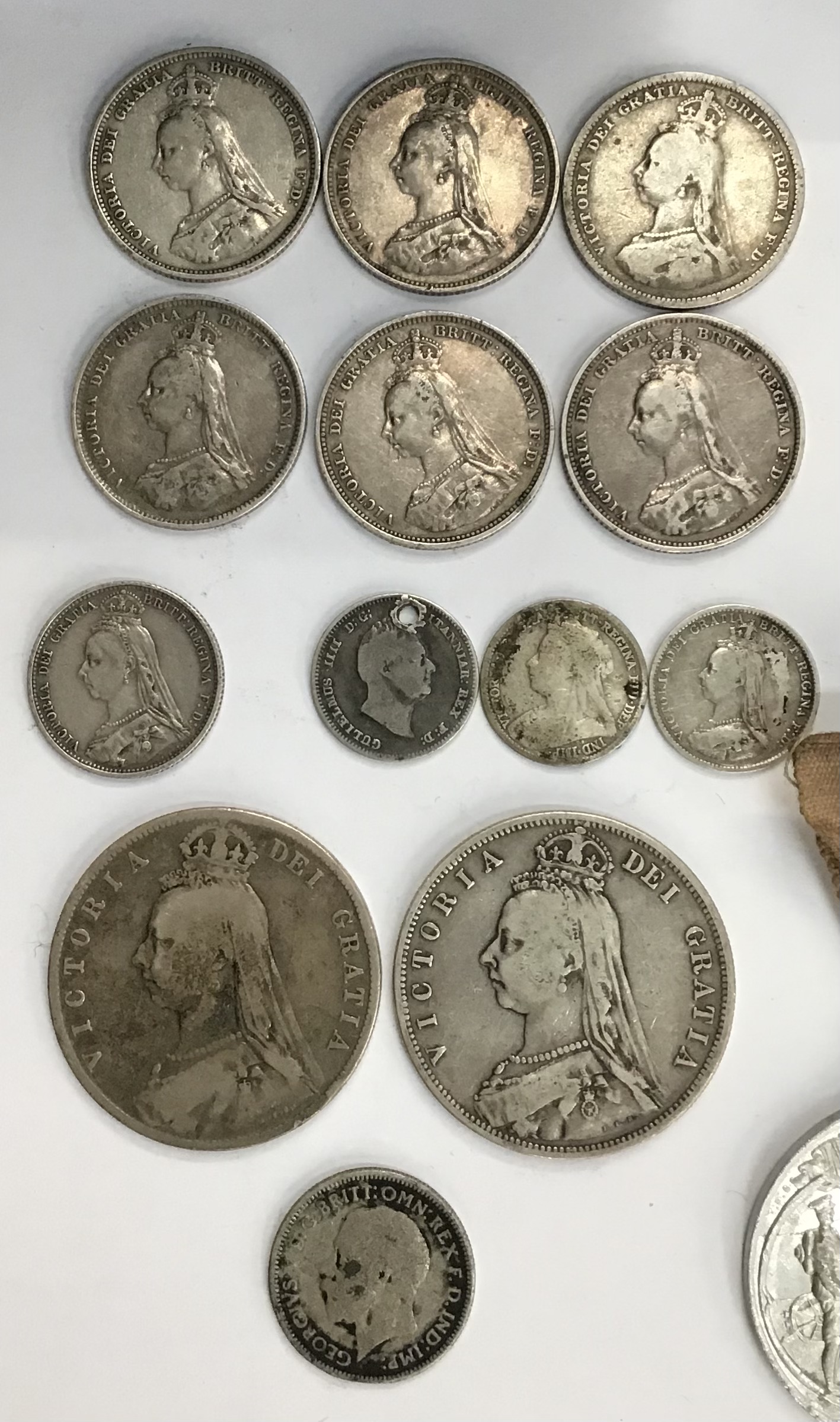 Collection of British Victorian Silver coins, 1953 Elizabeth II Coronation Medal in case, George V - Image 3 of 3