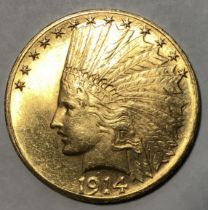 American Gold 1914s $10 Dollar Coin.