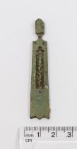 Medieval Strap-End  Circa, 14th century AD. Copper-alloy, 9.72 g, L65.4mm. A large copper alloy