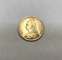 Victorian Gold 1892 Jubilee Bust Half Sovereign.