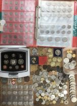 Collection of British and World Coins, including album containing Victorian bun-head half and full