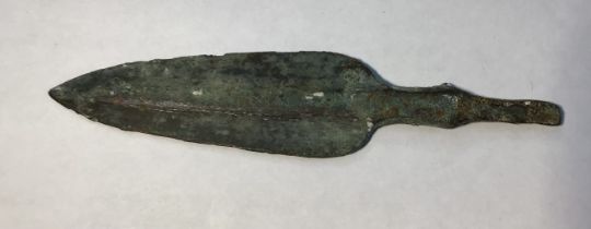 Bronze Age Louristan Small Throwing/Hunting Spearhead, Leaf shaped blade, with rounded shoulders and