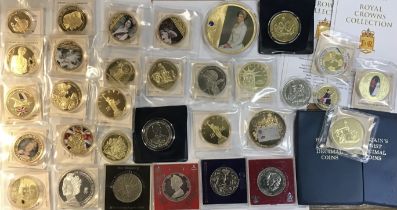 Collection of Gold & Silver plated Commemorative Coins the majority with Certificate of