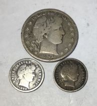 American Silver 1894 Half Dollar and Two Dime’s 1898 & 1899.