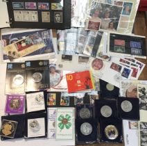 Collection of Silver Proof Coins with Certificate of Authenticity with Commemorative £5 coins and