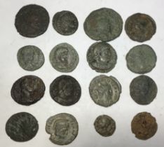 Collection of 16 Roman Bronze/Copper alloy Coins.