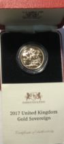 Royal Mint 2017 Gold Full Sovereign in Royal Mint Case with Certificate of Authenticity.