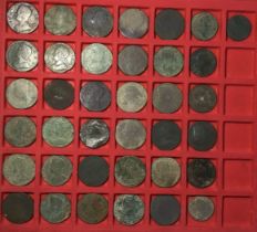 Large Collection of George II Halfpenny, including 1723 Woods Irish Halfpenny, (37 coins in