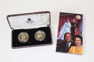 1986 Two commemorative crowns Isle of Man The Wedding of Prince Andrew Miss Sarah Ferguson, boxed,