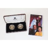 1986 Two commemorative crowns Isle of Man The Wedding of Prince Andrew Miss Sarah Ferguson, boxed,