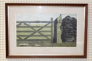 Derek Wilkinson ( British 1929-2001) Moorland Gate. A limited edition print. Pencil signed and