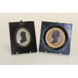 A 19th century ink silhouette portrait miniature, the sitter identified verso as Louise Marieanne