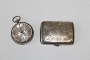 A Sterling silver Victorian key wound pocket watch (129.33gm gross) along with a sterling silver