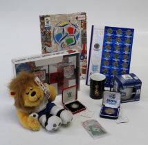 A quantity of Euro 96 football memorabilia, including coin, mugs and DVD