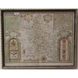 After John Speed A map of Buckinghamshire engraved with hand tinting decorated with vignettes and