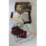 A good mixed bundle of Victorian and later linen and other textiles including Christening gowns,