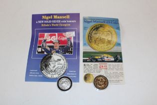 1992 Republic of Liberia five dollar Half Ounce silver coin with Nigel Mansell face and details on