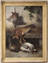 Attributed to Edmund Coleman 1795-1867 British A still life of dead game beside a wall with ivy or