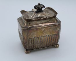 Henry Stratford, a late 19th century silver tea caddy, of demi reeded square section form with
