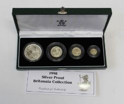 A United Kingdom Britannia silver roof collection for 1998 of two pounds, one pound, fifty pence and