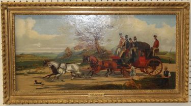 Circle of Henry Samuel Alken Junior 1810 - 1894 British Royal Mail York to London, oil on panel,